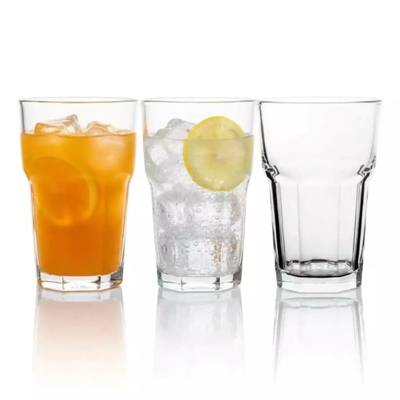 Conjunto 3 Copos Vidro Trevi Transparente Água Suco Refrigerante Mesa Jantar Mesa Posta