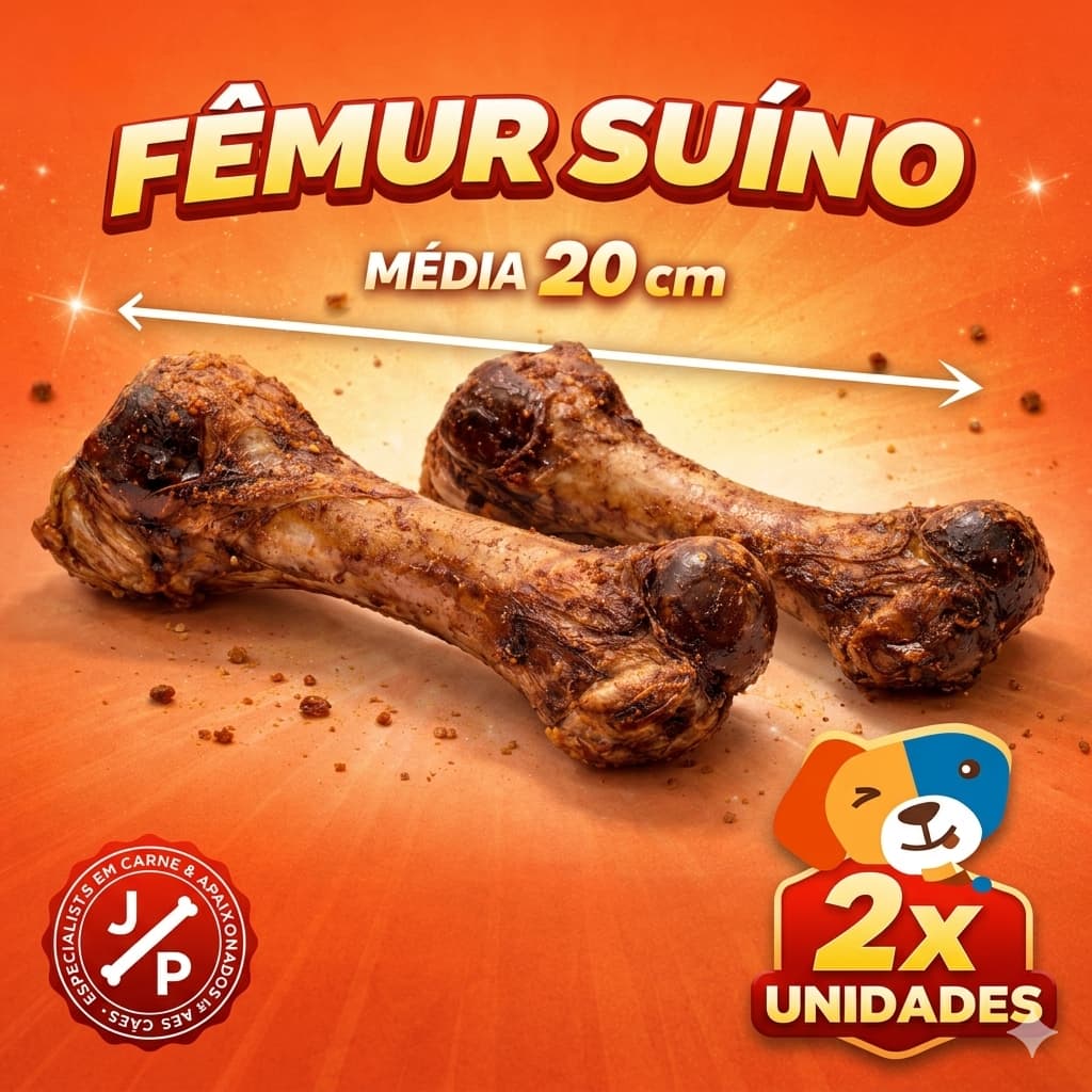 Kit 2 OssoS Pet Fêmur Defumado Suíno JACK E PUP - Tamanho 20 CM - Para Cachorro