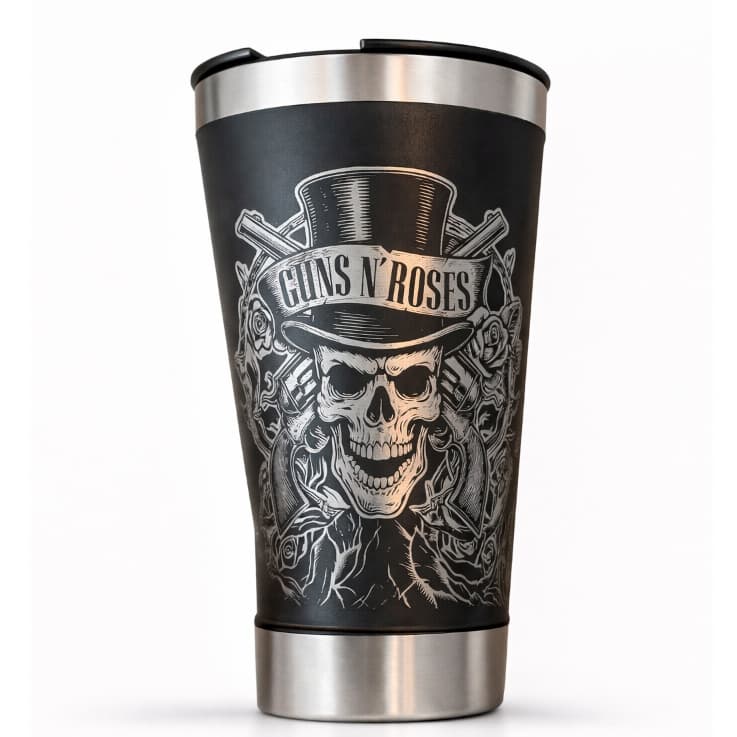 Copo Térmico Personalizado | 473ml | Gravação a Laser 360 Grau, Rock, GUNS ROSES
