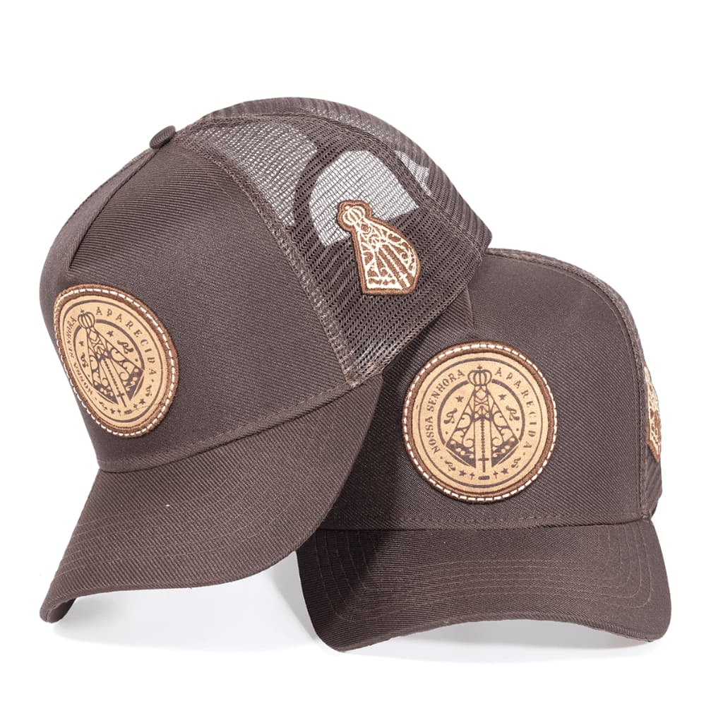 Boné Trucker Telinha Aba Curva Nossa Senhora Aparecida Feminino e Masculino
