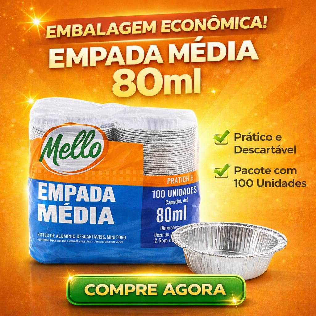 KIT Forma De Empada 80ml - Queijadinha Empadinha Alumínio forma da Mello KITs 100, 200, 300, 400 UN