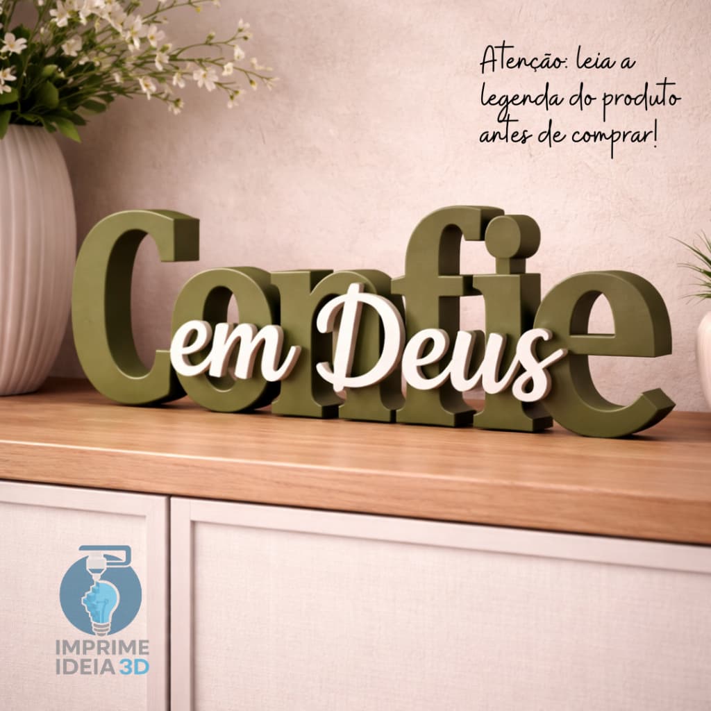 Confie em Deus Decorativo 3D Letreiro Religioso REF.136