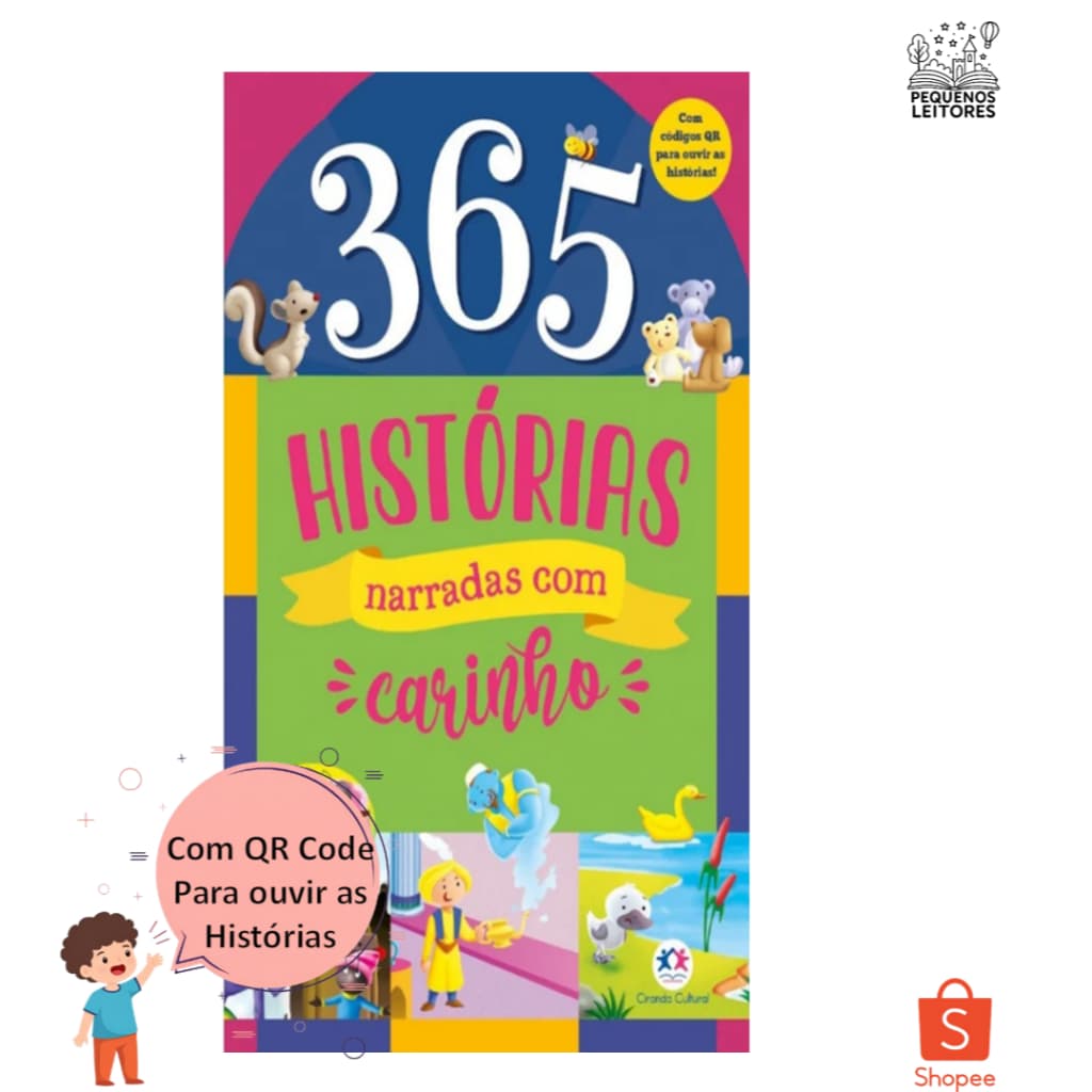 Livro Infantil 365 Histórias narradas com carinho para Dormir Educativo Ilustrado Crianças