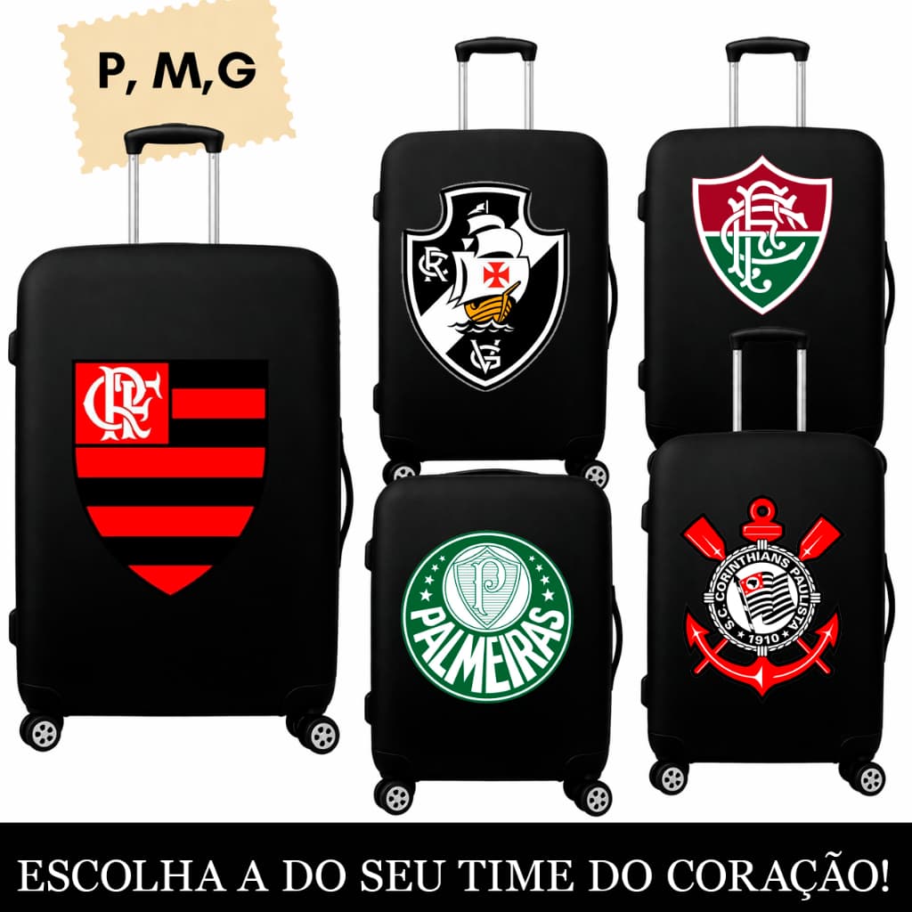 Capa  de Mala Times Brasileiros 8kg a 23kg Premium Protetor Bagagem Para Viagem Protetora Grande