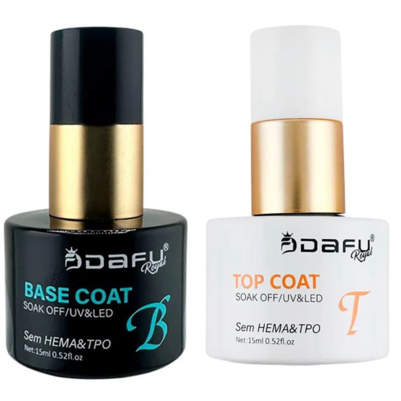 Kit Top Coat Dafu + Gel Base Coat Sem Hema Sem TPO Alta Aderência Nail Designer Manicure 15ml