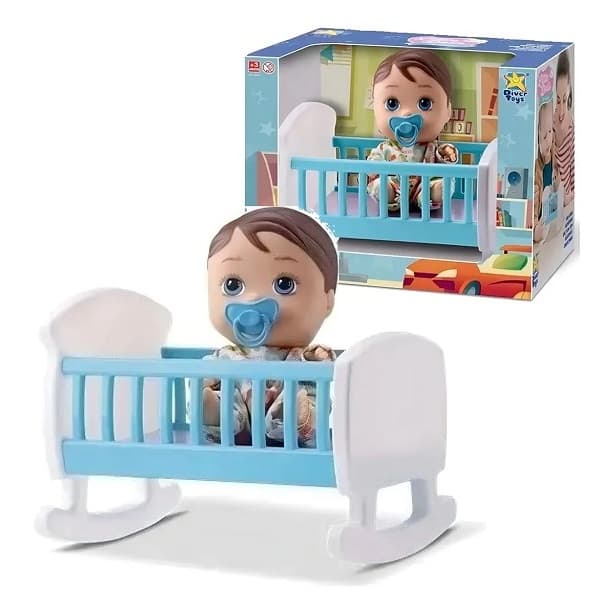 Boneco Little Dolls Bercinho com Chupeta 20cm - Divertoys