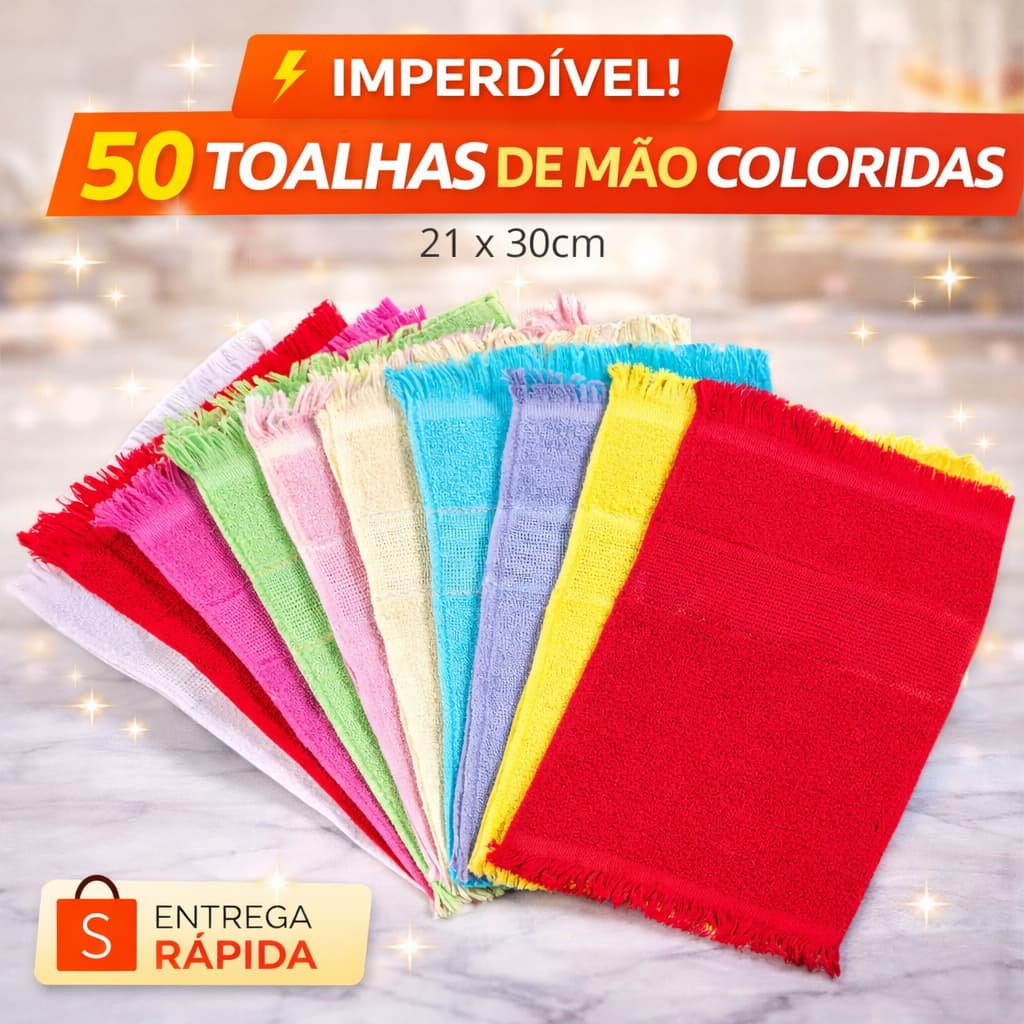 Kit 50 Toalhas de Mão Boca Escolar Social com Barra para Bordar Laune Haus