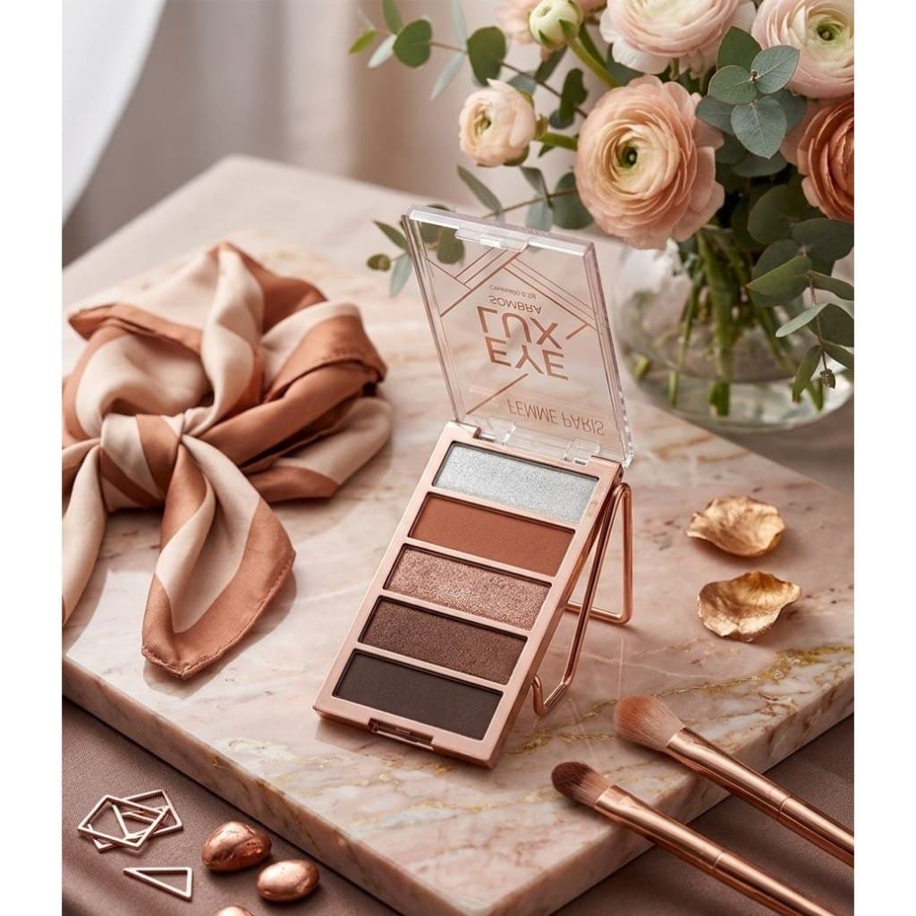 "Paleta de Sombras 5 Cores Femme Paris Pigmentada Tons Neutros e Brilho"