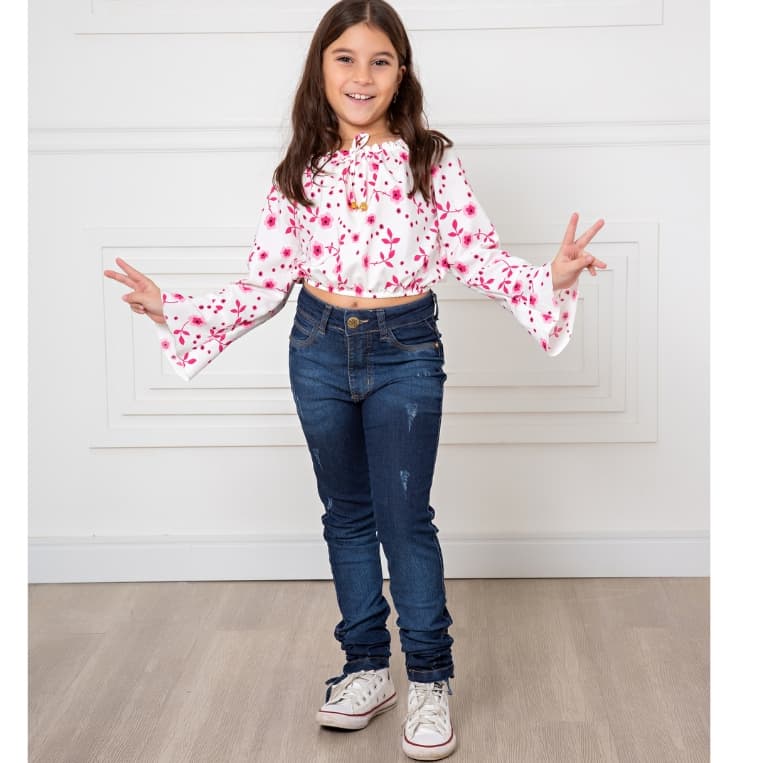 CALÇA JEANS SKINNY MENINA JUVENIL 10/16