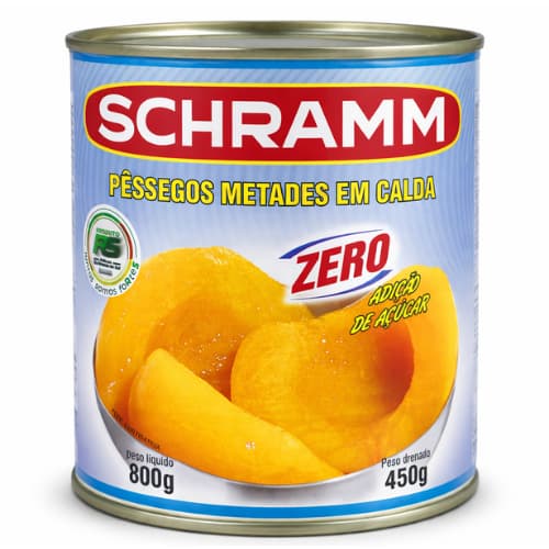 Pêssego Em Calda Metades Schramm 450g Zero Açúcar