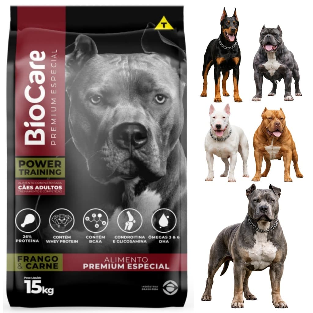 BioCare Ração Premium Especial Power Training Frango e Carne 15kg Competição