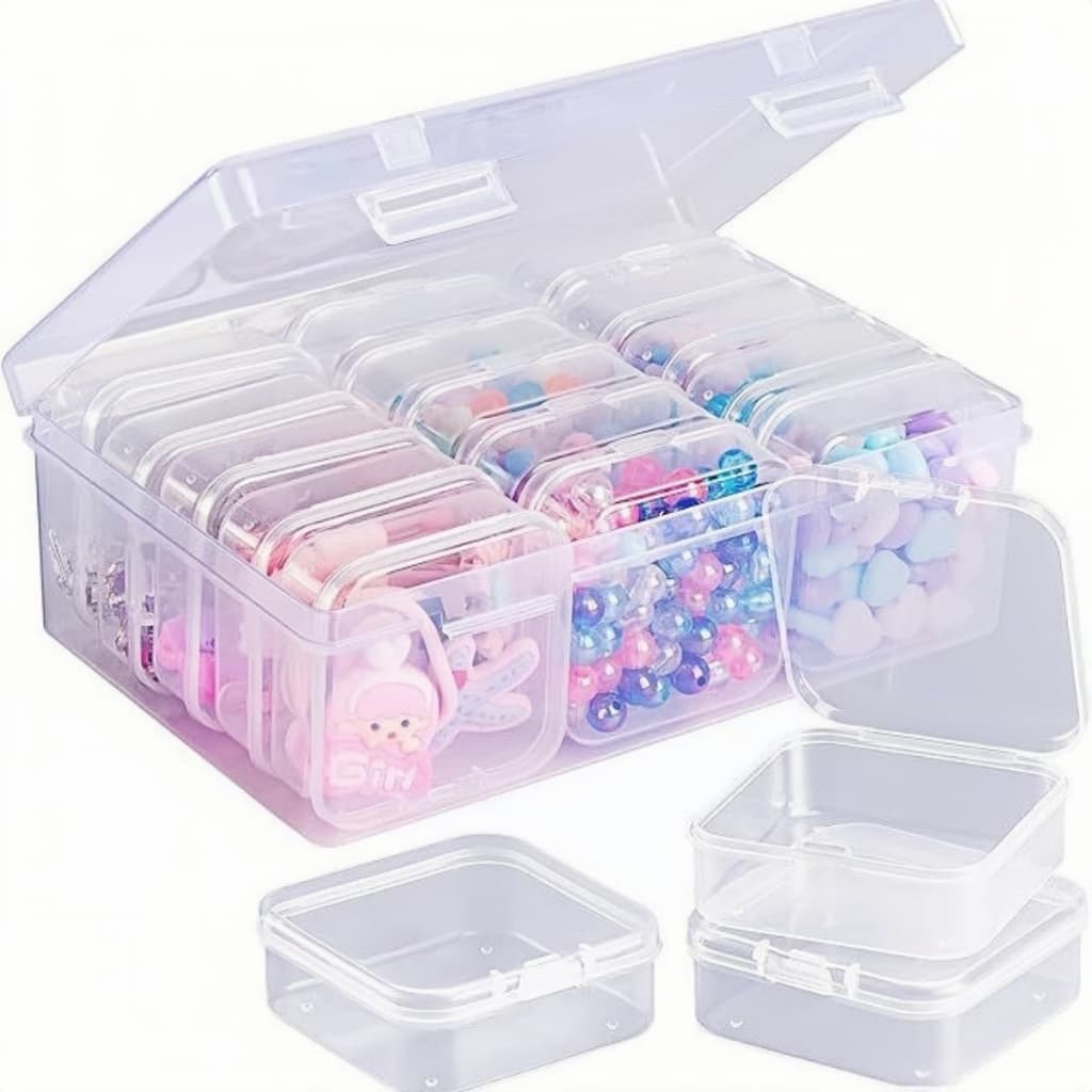 Caixa Organizadora com 15 potinhos. Organizador para acessórios, miçangas e itens em geral