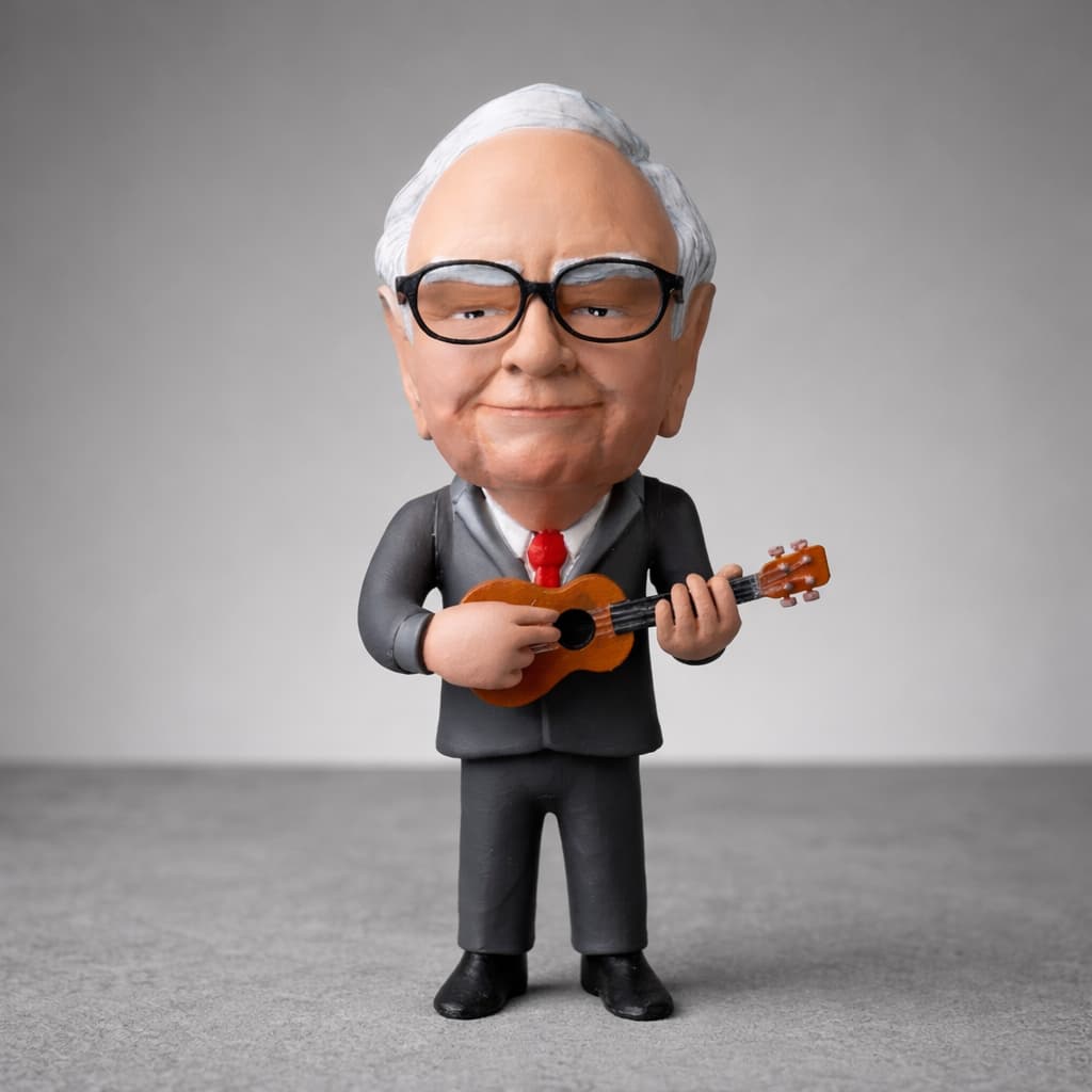 Escultura Warren Buffett Oráculo de Omaha 25cm Decoração Escritório Luxo Investimentos Mercado Financeiro Premium Trade