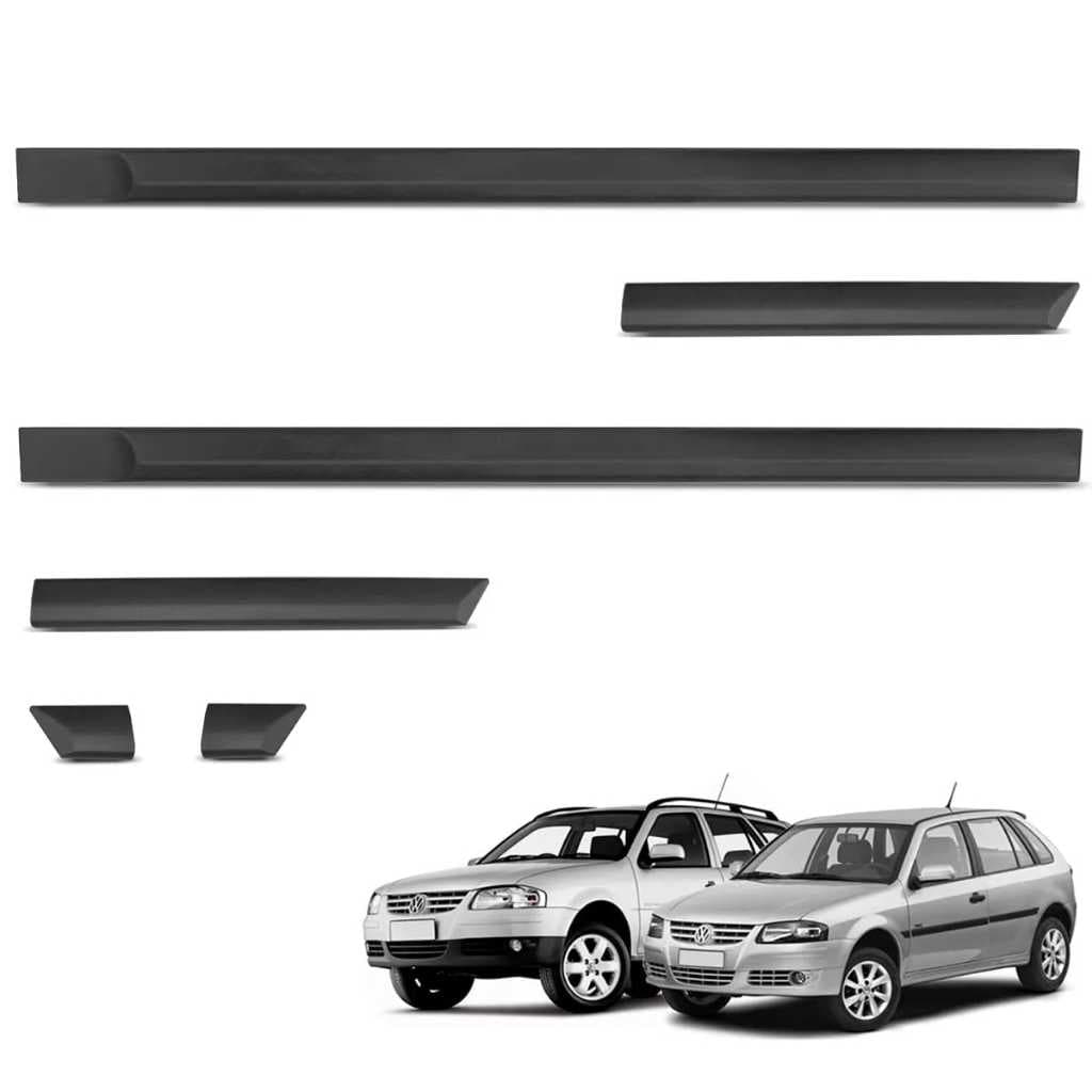 Kit Jogo Friso Lateral da Porta Gol Parati G3 G4 2000 a 2009 2 Portas Preto