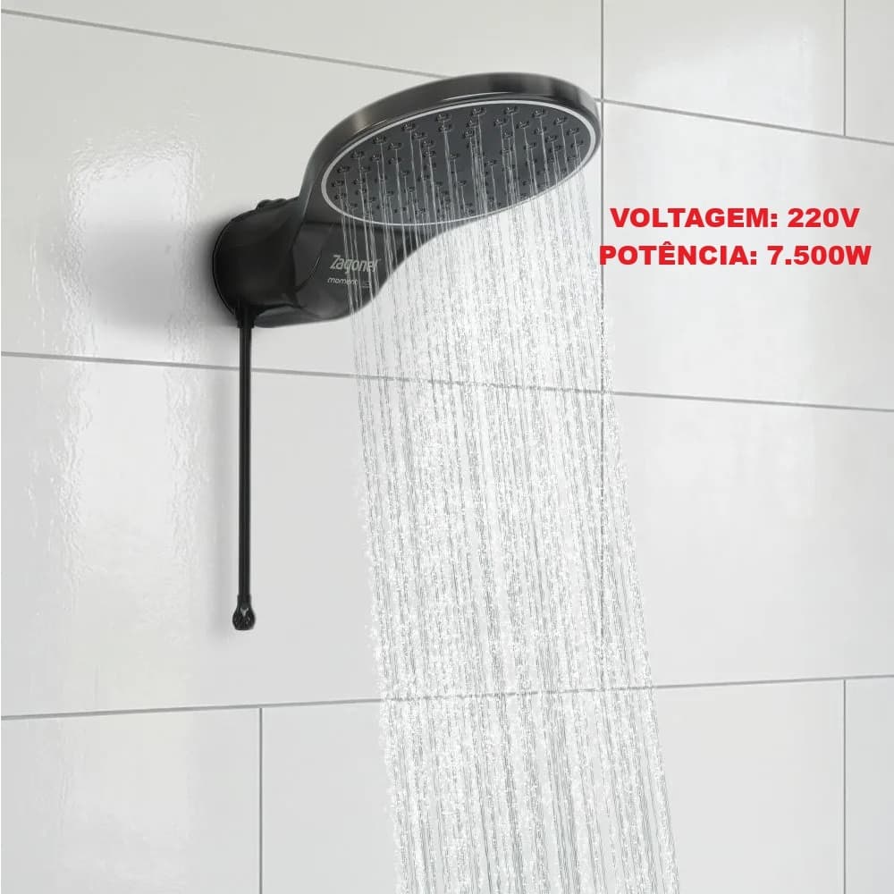 DUCHA MOMENT BLACK ELETRÔNICA 220V 7500W ZAGONEL