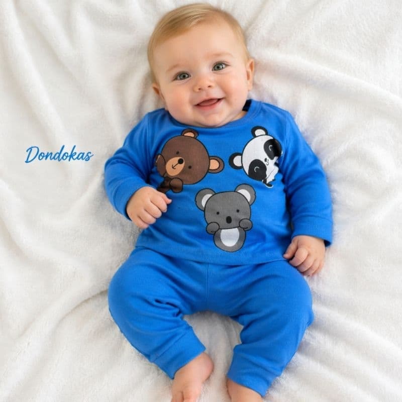 Conjunto Bebe Ursinhos Blusa Manga Longa e calça Roupa da Bebe Menino 100% Algodão