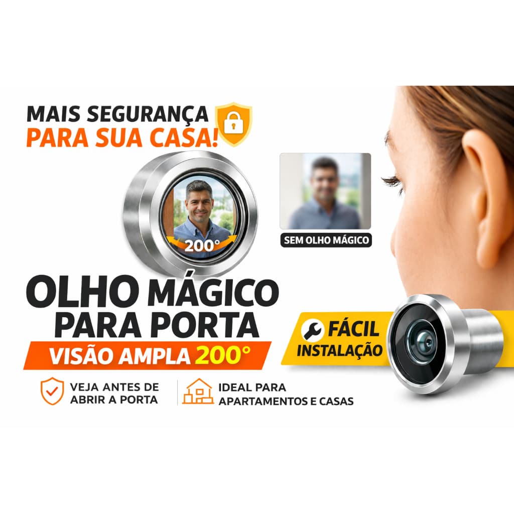 Olho Mágico Para Porta Visor Amplo 200 Graus Seguranca Residencial Fácil Instalação Universal