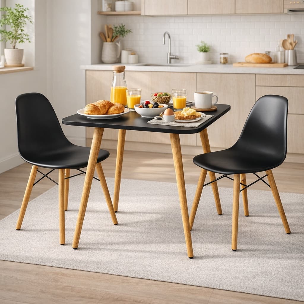 Mesa de Jantar Pequena 4 Lugares Moderna Pés de Madeira Ideal Cozinha Apartamento