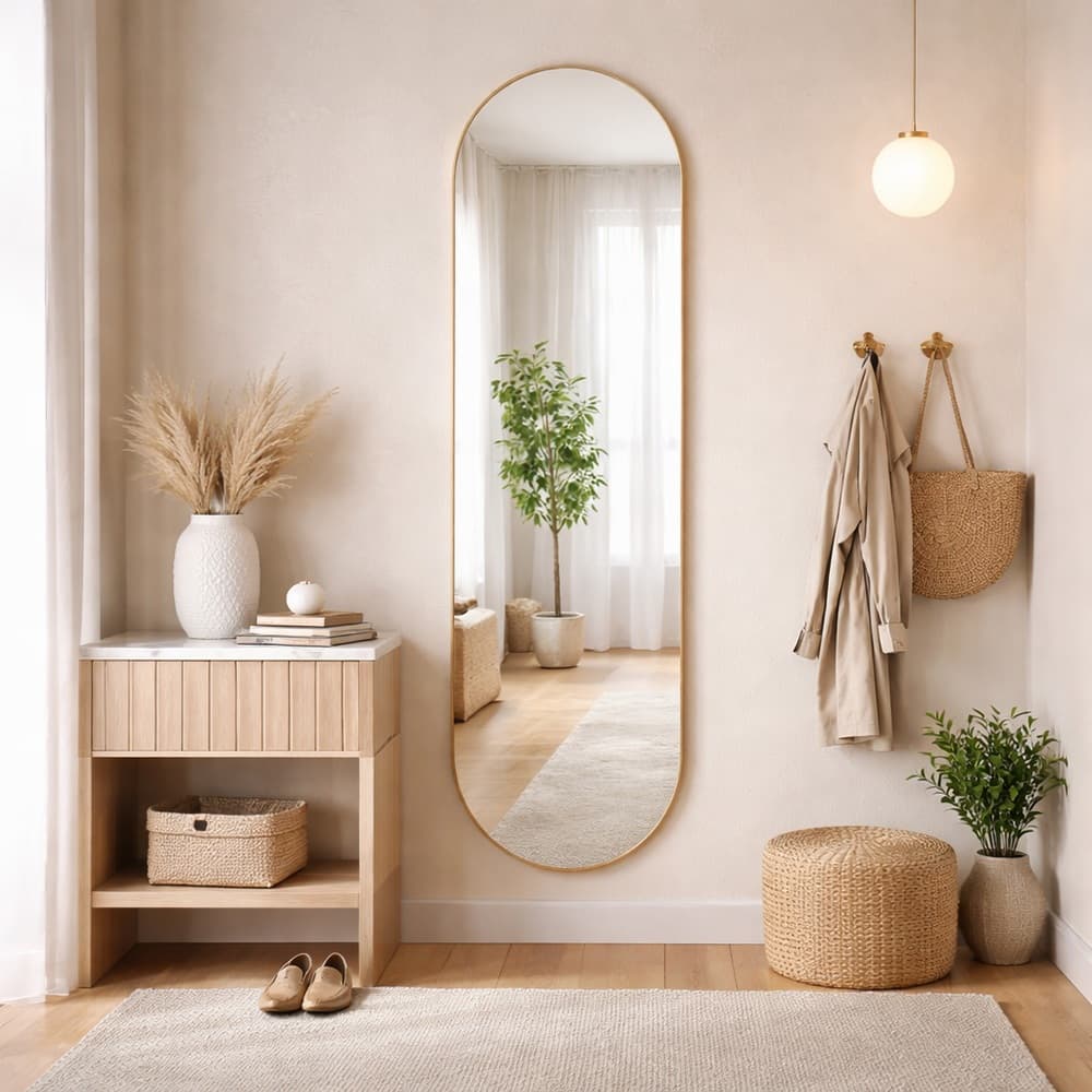Espelho Orgânico Corpo Inteiro Cápsula 160x55cm Grande Parede Decorativo Sala Quarto Corredor Escritório