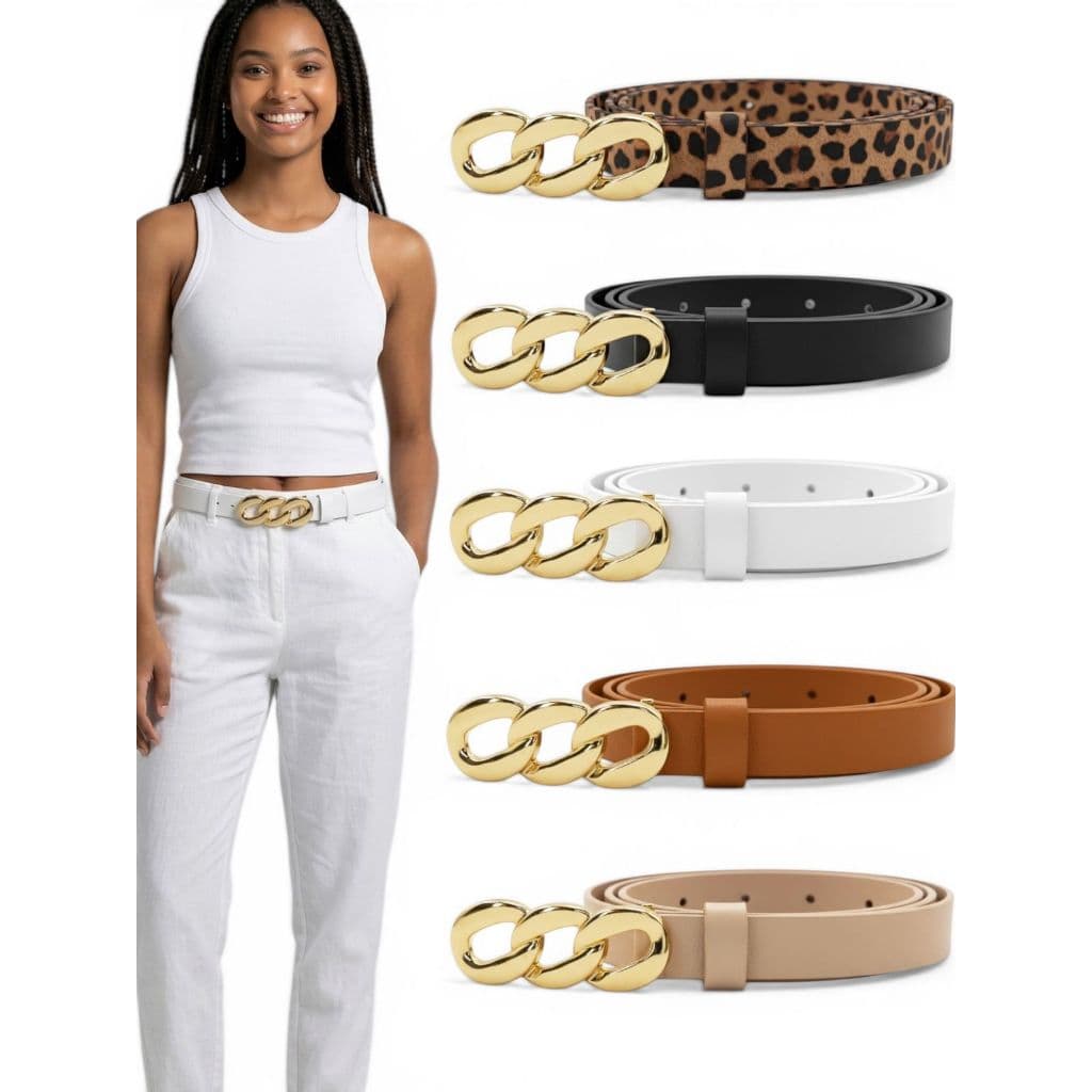 Cinto Feminino Da Moda 1,5cm Básico Couro Sintético Resistente Fashion Ajustável Blogueira - Bia
