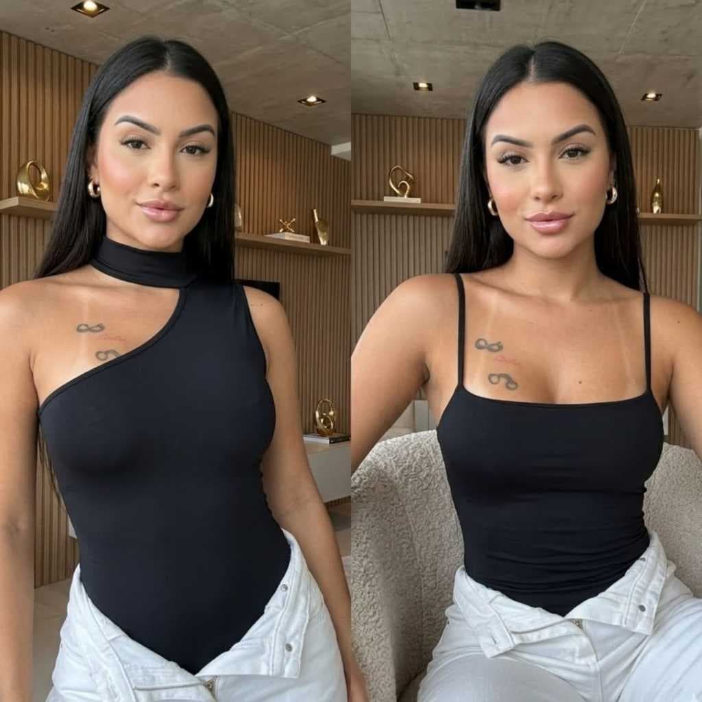 Body feminino Kit 2 Peças Ombro Só + Alcinha Blogueira Elegante Moda 2026 Tendência