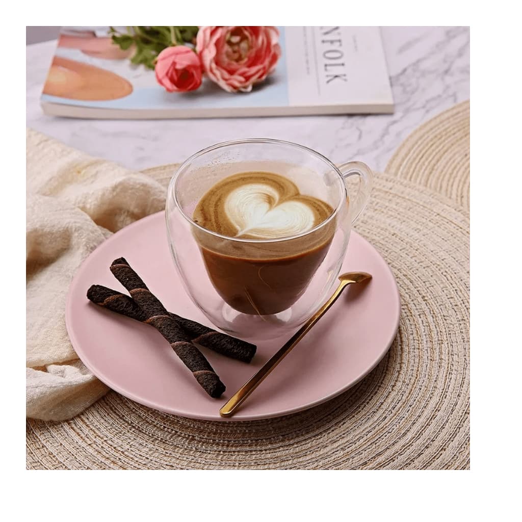 Xícara Café Cafezinho 80 ml Vidro Borisilicato Parede Dupla Coração - 02 Unidades