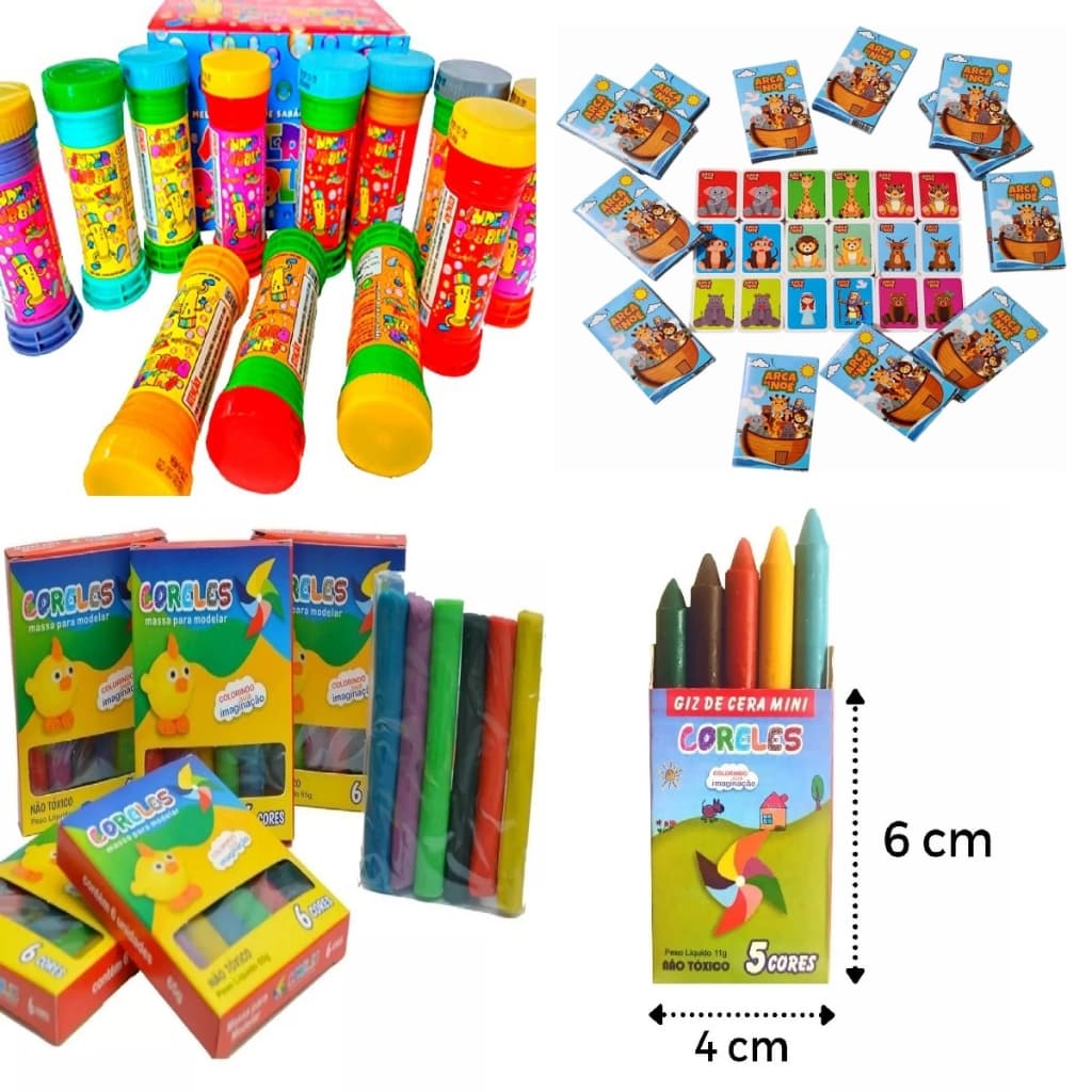 Festa Infantil Kit Lembrancinha 20 Brinquedos com Saquinho Surpresa Divertido e Educativo Crianças