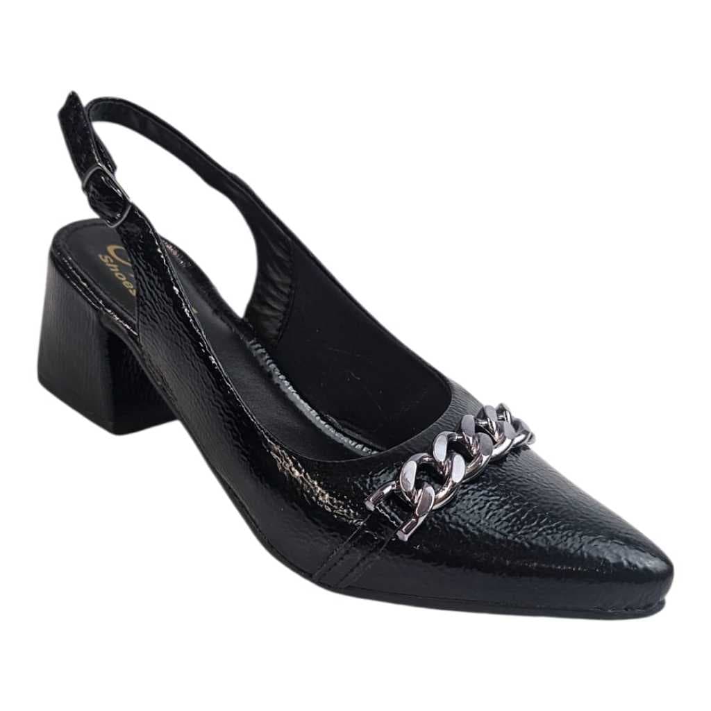 Sapato Scarpin Social SlingBack Salto Bloco Grosso Elegante Conforto Feminino Naty Shoes Bico Fino