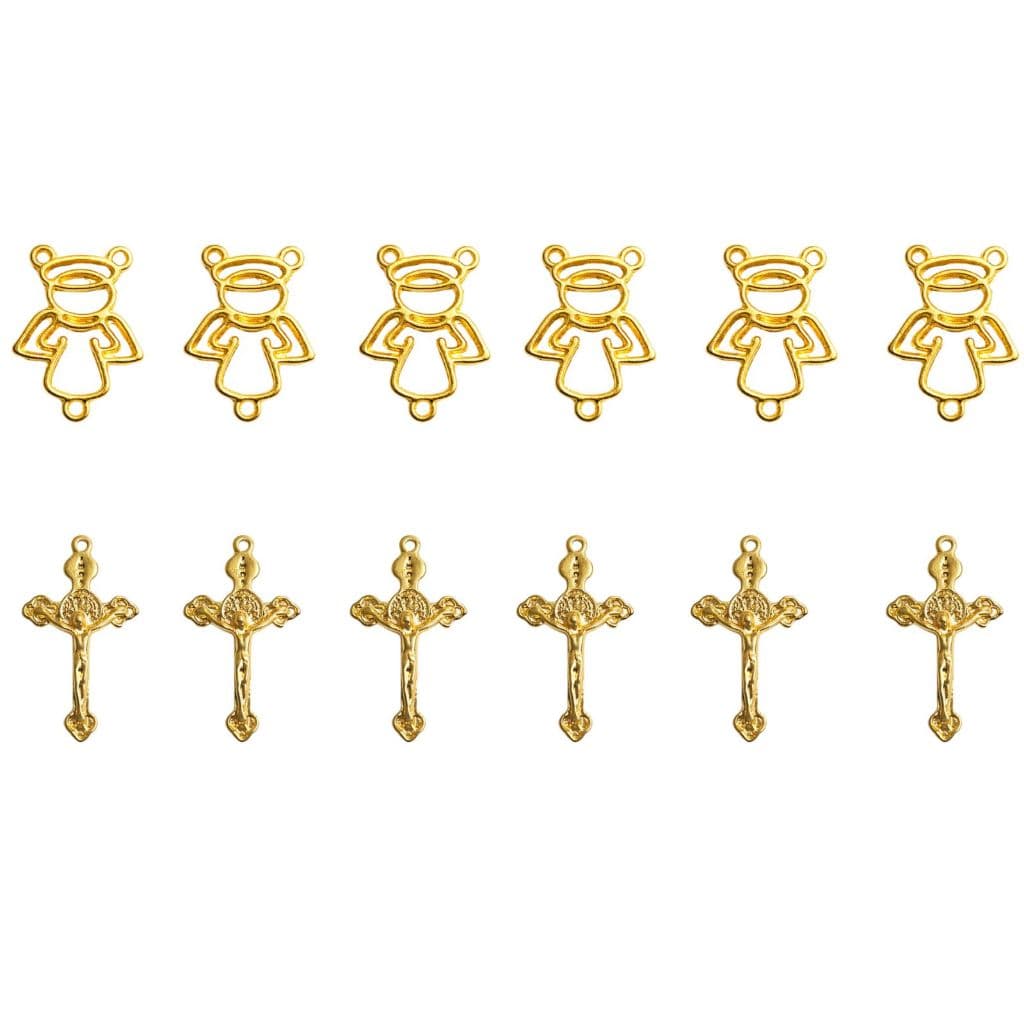 entremeio religioso anjo vazado dourado cataforético alta qualidade durável para terços bijuterias artesanais kit