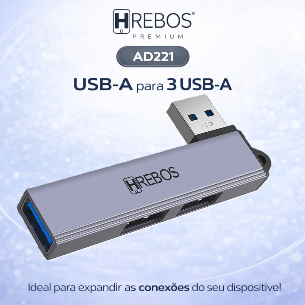 Adaptador Hub Hrebos Premium USB-A e Tipo C 4 Versões Expansor USB para Notebook PC MacOS Windows