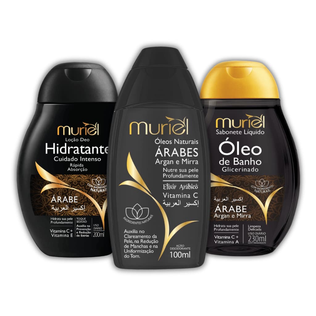 Kit 3 Banho Óleo Muriel Árabe Banho e Pós Banho