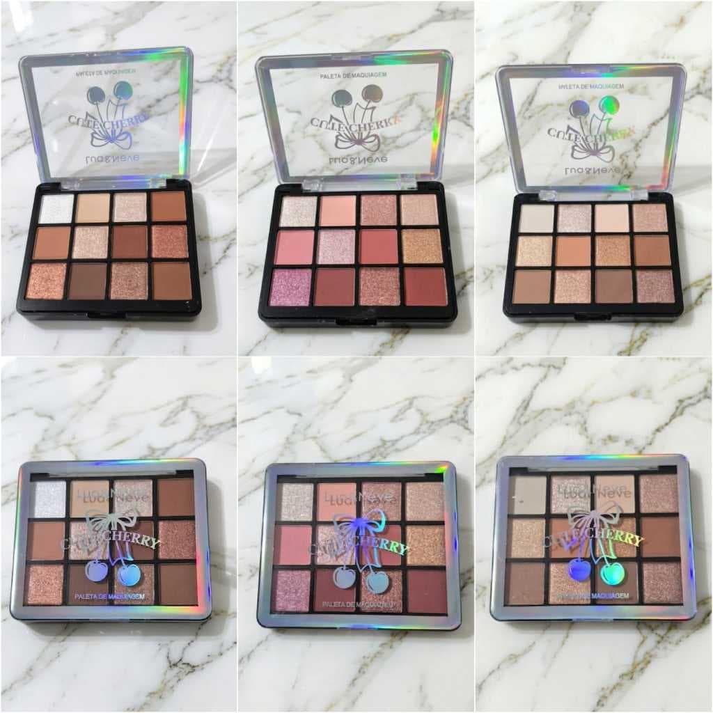 Paleta de maquiagem Cute Cherry Lua e Neve 4 em 1 Sombra, Iluminador, Contorno e Blush