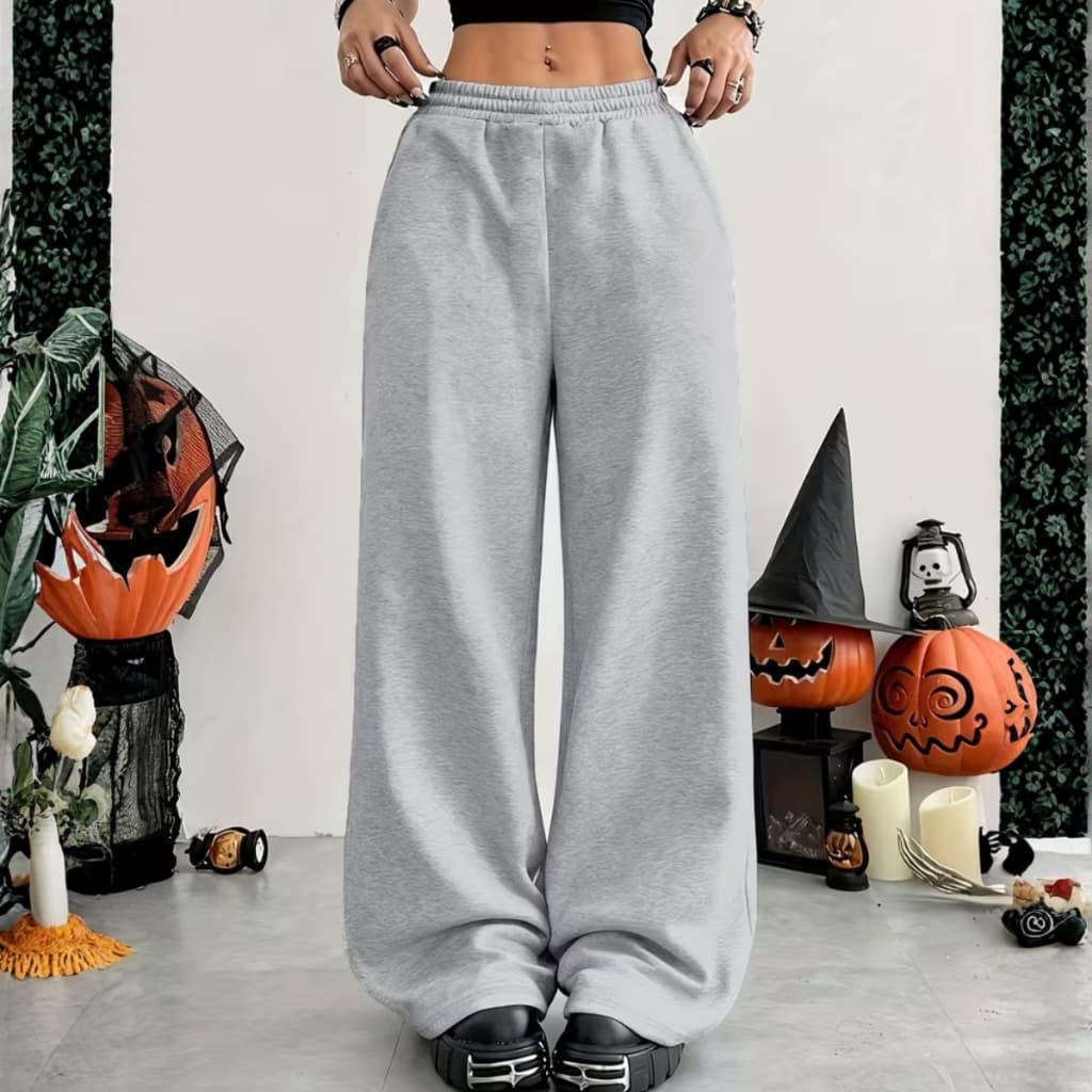Calça Moletom Larga Wide Leg Baggy Streetwear Urban Vibes Cintura Elástica Estilo Coreano