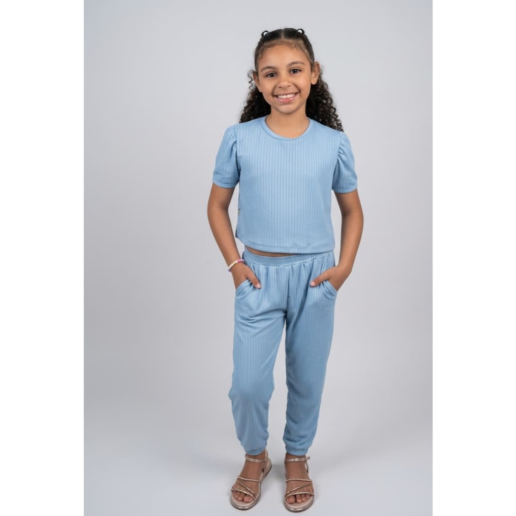 Conjunto infantil feminino blusa e calça jogger moda infantil feminina 4 ao 12 anos menina