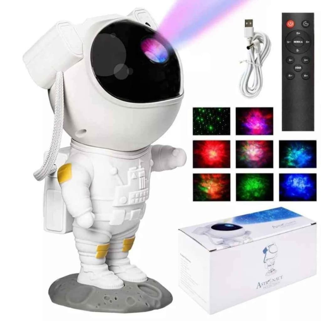 Projetor De Luz Noturna Luminária Astronauta Projeto Galáxia Led Nebulosa Estrelado Com Controle