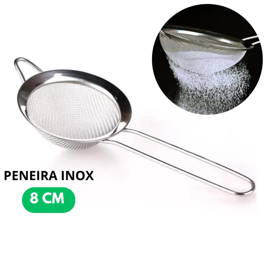 Peneira Inox 8 Cm Malha fina Para Leite Suco Coador