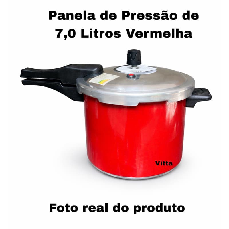 Panela de pressão 7,0 Litros - Fechamento Externo - Vermelha