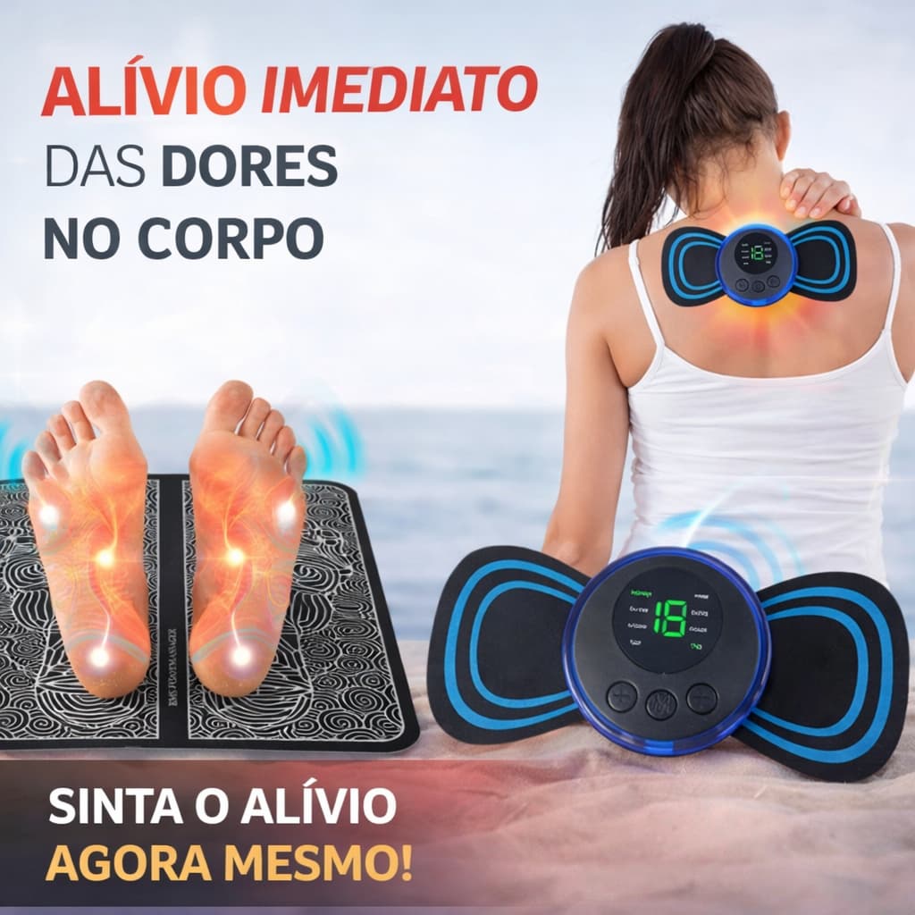 KIT MASSAGEM - Tapete e Massageador Elétrico - Dor nos Pés e Musculares