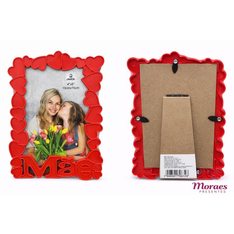 Porta-retrato Mãe com corações 10x15cm, ideal para presentear com amor e decorar com carinho 💖