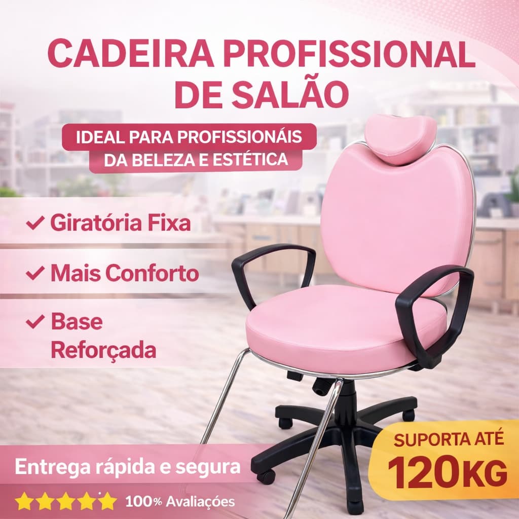 Cadeira Profissional Salão Beleza Cabeleireiro Confortável Resistente