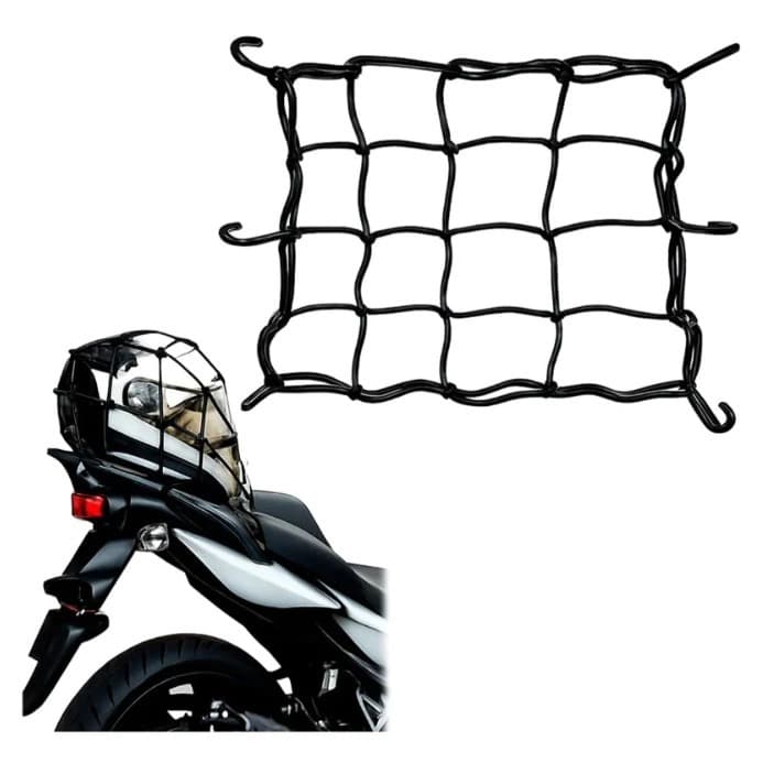 Rede Elástica Aranha Preta 35x35 Moto / Bagageiro / Capacete
