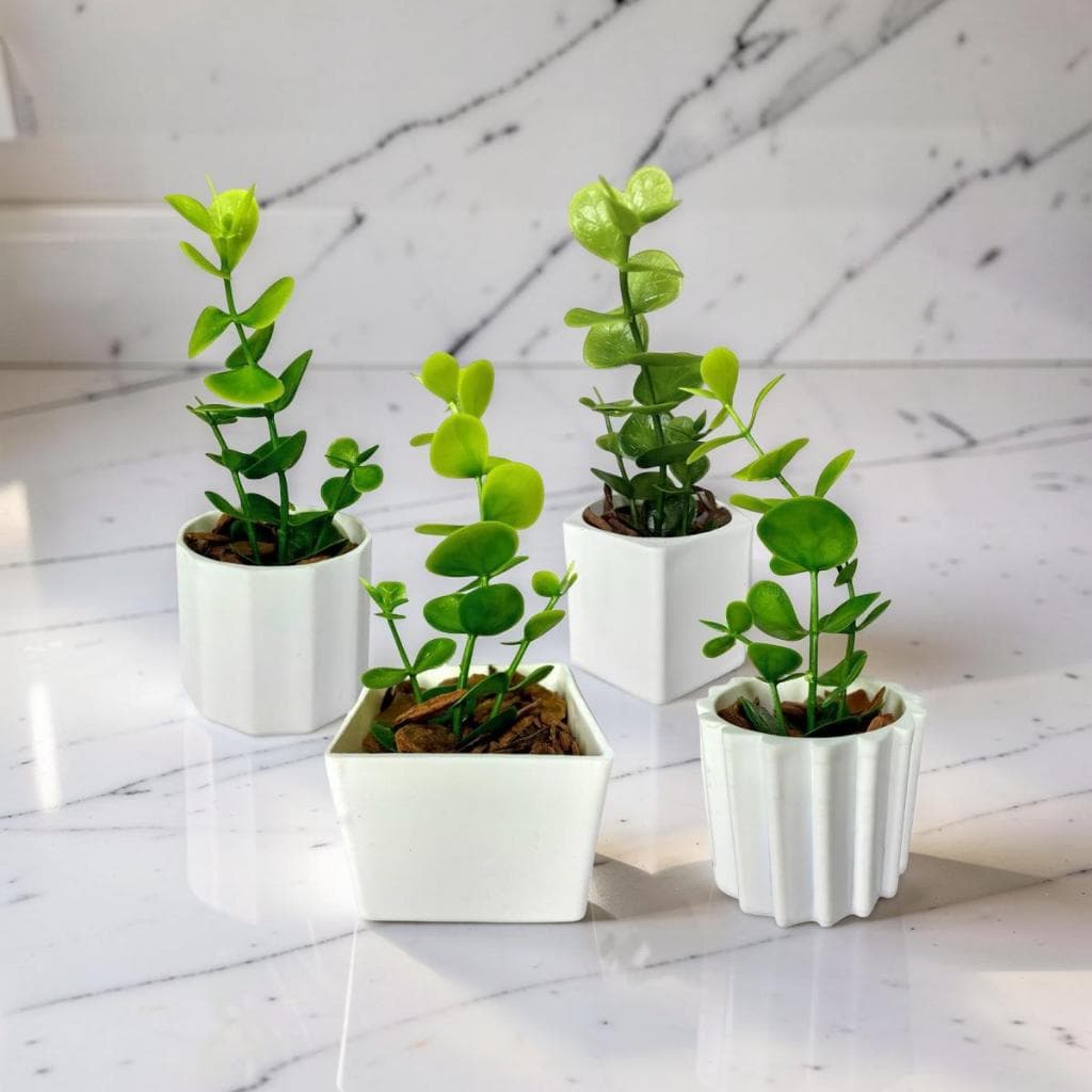 4 Mini Vasinhos com Musgo Desidratado - Decoração Natural