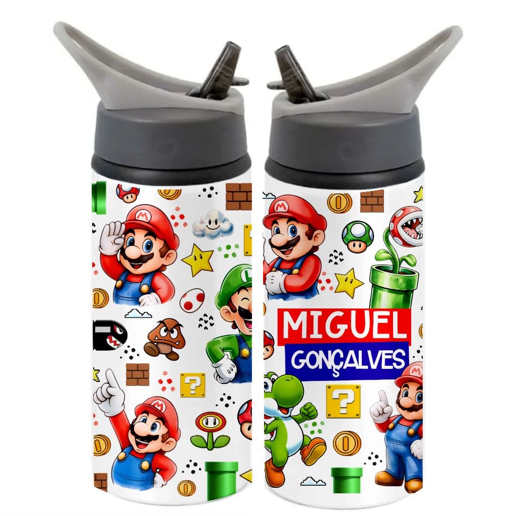 garrafa de agua Super mario, sonic, roblox vários modelos alumínio 600ml aluminio