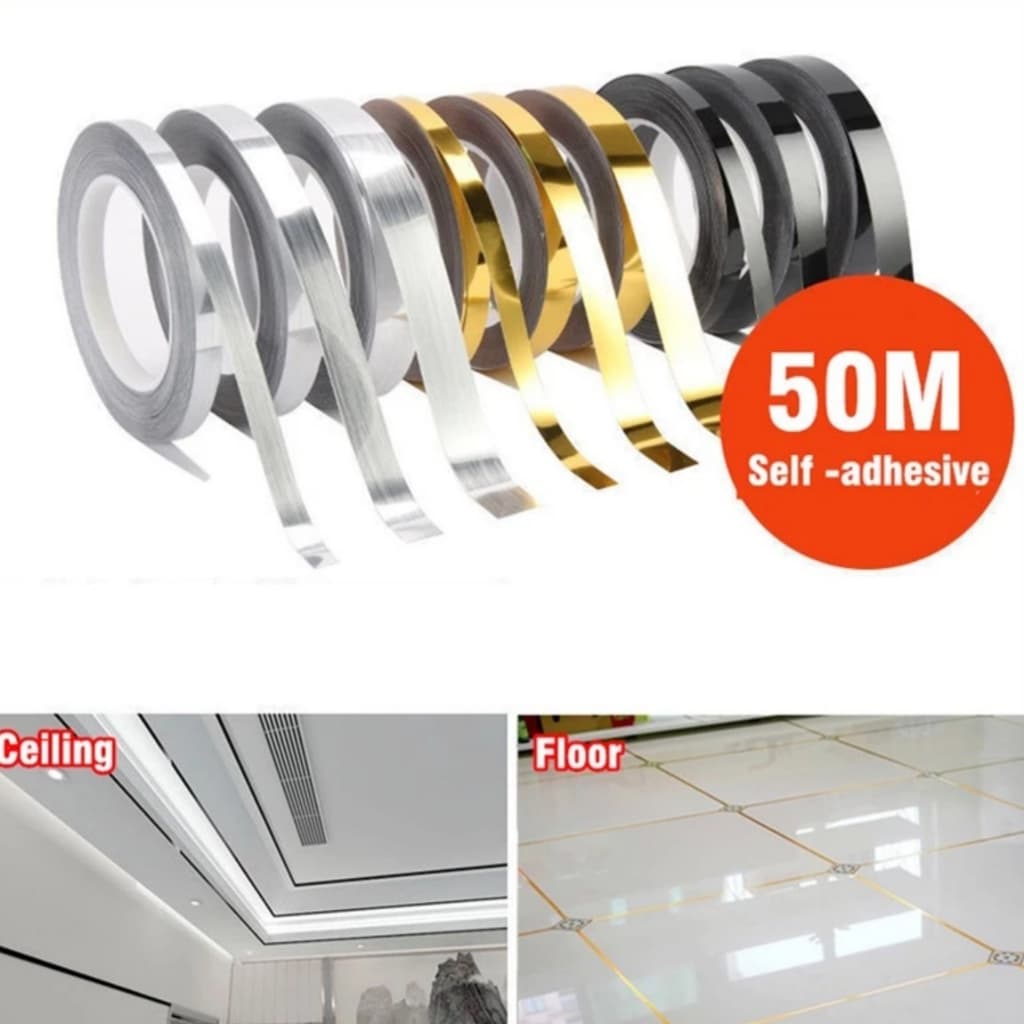 Fita Adesiva Decorativa 50m | Para Acabamento de Piso, Teto e Parede | Versátil e Resistente