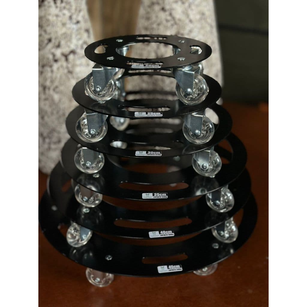 Suporte para vaso com rodinhas redondo aço com anti-risco (gel/silicone) 20, 25, 30, 35 e 40cm