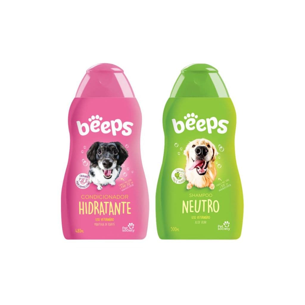 Kit Produtos Pet Shampoo Neutro + Condicionador Hidratante Beeps Pet Society Cães Gatos
