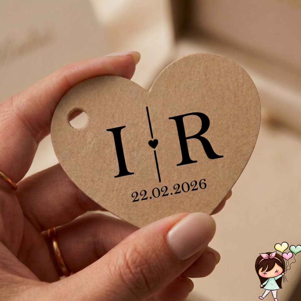 TAG CASAMENTO KRAFT PARA LEMBRANCINHAS | PERSONALIZADA COM INICIAIS | COM FIO DE JUTA