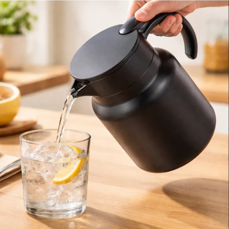 Garrafa Térmica Aço Inox Gatilho Bebidas Quente Fria Preta