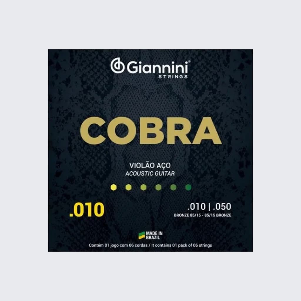 Encordoamento Giannini Cobra Violão Aço Inox Alta Durabilidade Som Brilhante Original