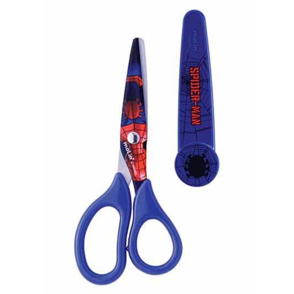 TESOURA ESCOLAR SPIDER-MAN HOMEM ARANHA COM PROTETOR - MOLIN
